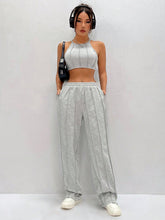 Women'S Cropped Halter Top And Pants Set